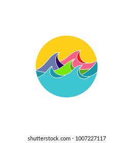 Circle waves beach logo and symbols template