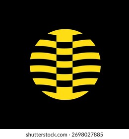 Icono de logotipo de líneas de ondas circulares Diseño de Vector de stock plano