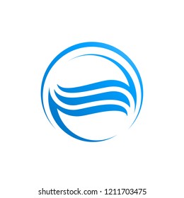 Circle waves water in blue color logo template