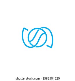circle wavy blue infinity linear logo vector