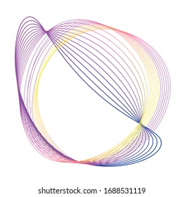 Forma ondulada de círculo.Abstracción lineal. Líneas coloreadas en un fondo blanco. Onda corporal