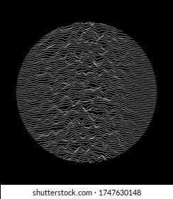 Circle with wavy texture, minimal logo or abstract illustration. Parametric Generative glitch art and data visualization.