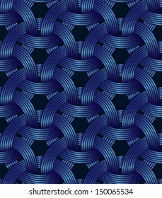 Circle Weaving Geometric Seamless Pattern.Dark blue background.