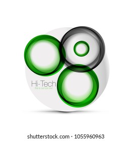 Circular layout da web - esferas de tecno digitais - banner da web, botão ou ícone com texto. Design de círculo abstrato de cor de espiral brilhante, símbolo futurista de alta tecnologia com anéis de cor e elemento metálico cinza