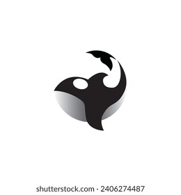 diseño de ilustración vectorial del logotipo de joroba de ballena de círculo, diseño del logotipo de arte de la línea de peces de ballena linda
