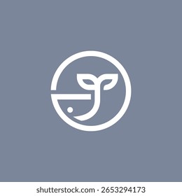 Circle Whale Line Ilustración vectorial de diseño de logotipo