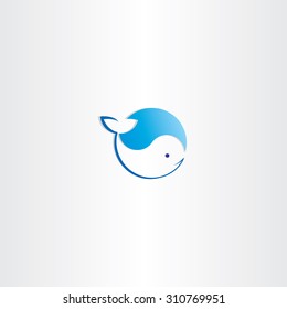 circle whale water wave logo vector emblem