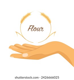 Circle of wheat ears in the hands of a man, concept of preserving the seed fund.