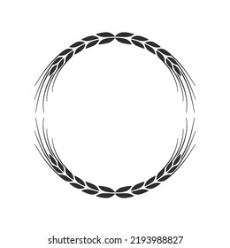 Circle wheat frame or border. Round wreath design. Vector illustration.