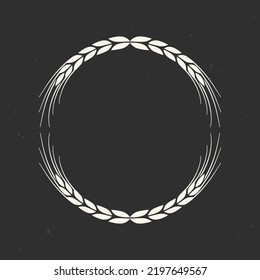 Circle wheat frame or border. Round wreath design. Vector illustration.