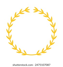Circle Wheat Frame Yellow Decorative Floral Icon Isolated Vector Illustration