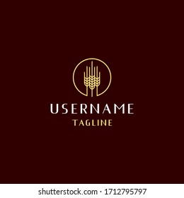 circle wheat logo design inspiration . line art wheat logo design template . luxury healthy food logo design . geometric wheat