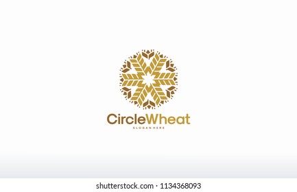 Circle Wheat logo designs concept vector illustration