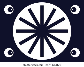 Circle wheel with black geometric background art
