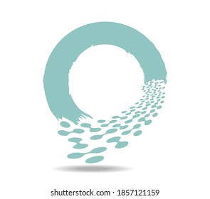 A circle from which a mass of single and double dots is poured