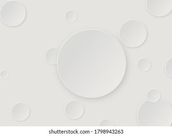 Fondo blanco circular, agua baja textura, fondo de papel blanco 3d, forma abstracta, espacio para texto, objetos, ilustración vectorial 