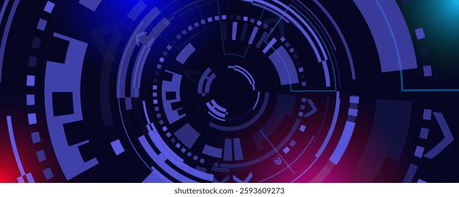 Circle white blue bright technology Hi-tech background. Abstract graphic digital future concept design.