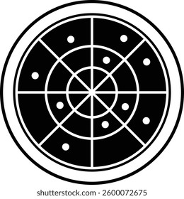 A circle with a white border and a black outline
