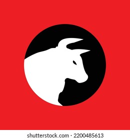 Circle white bull animal logo 