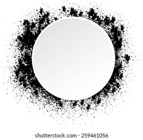 Circle white frame with spray paint blots 