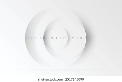 Plano De Fundo Futurista Branco Círculo, Sobrepor Camada. Ilustração de negócios radial suave abstrata, Ilustração de vetor