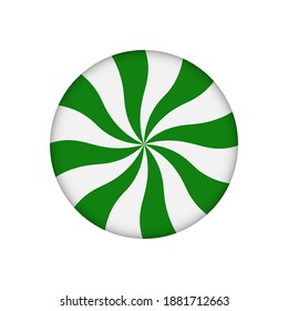 The circle is white with green. Striped sphere. Circle shape colored isolated on white background for fashion prints, fabrics, textiles, clothing. Vector illustration.
