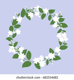 circle of white jasmine for mother's day, flower vector illustration