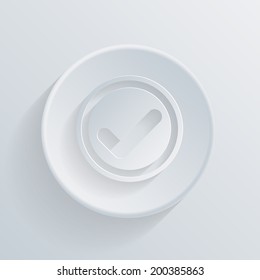 circle white paper icon with a long shadow. the add symbol