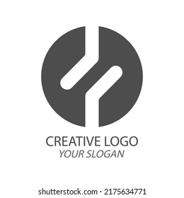 A circle with a white stripe . Vector template of an icon, logo, sticker or brand. Flat style
