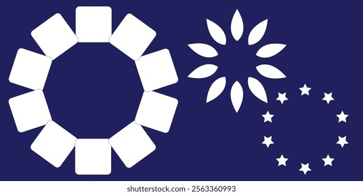 Circle White and tile pattern, Ornament in traditional style from Puebla in classic blue and white. Illustration  vector.