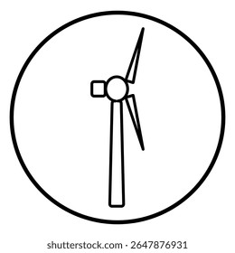 Circle wind turbine symbol highlights renewable eco electricity, clean power and modern sustainable energy concept.