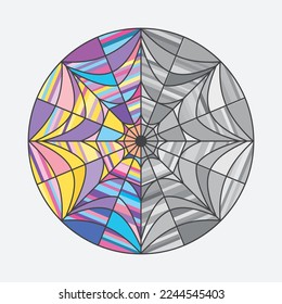 circle window colorful abstract illustration. Colorful mosaic decoration white background