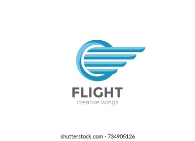 Circle Wings Logo design vector template.
Aviation Aircraft Flight Logotype concept icon.