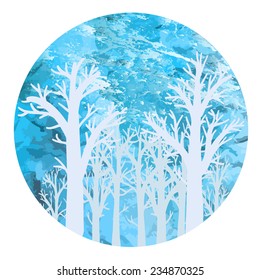Circle with winter trees