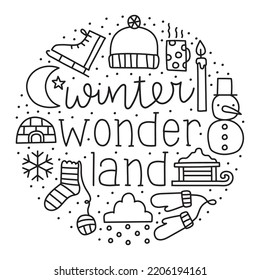 Circle winter wonderland vector illustration