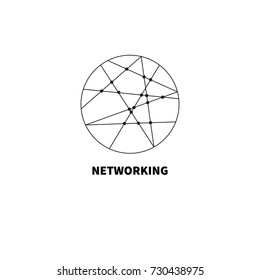 Circle with wires. Round logo networking. Social network icon. Friendships. - stock vector