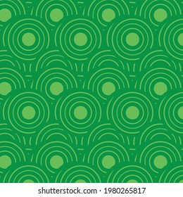 Circle within circles vector pattern on green background.