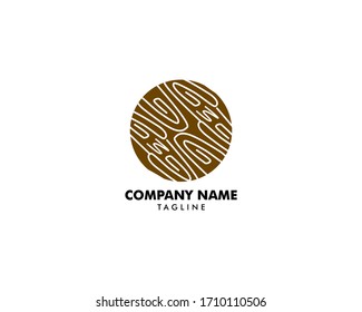 Circle with Wooden Texture Logo Design Vector Illustration