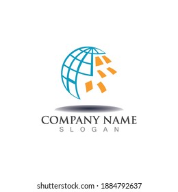 Circle world digital tech logo concept design. Symbol graphic template element