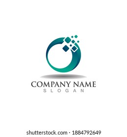 Circle world digital tech logo concept design. Symbol graphic template element