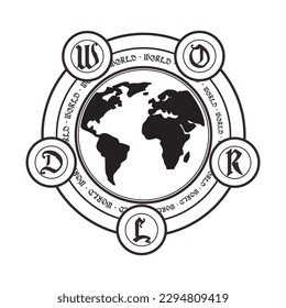 Circle World Wide Patch V66 Patch Streetwear, Urban Design Black and White Colors Patch Commercial Use
