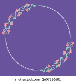 Circle Wreath Border Frame Decorated With Green And Yellow Peach Floral