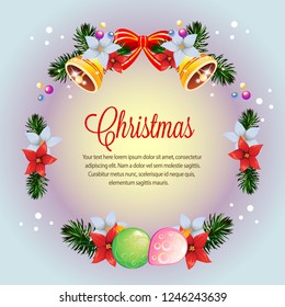 circle wreath colorful christmas poinsettia card