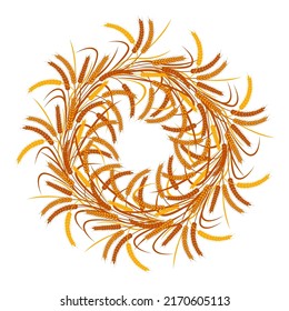 Circle, wreath of ears of wheat on a transparent background. Two color vector illustration
