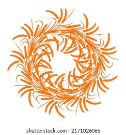 Círculo, correa de orejas de trigo sobre un fondo transparente. Ilustración vectorial de un solo color