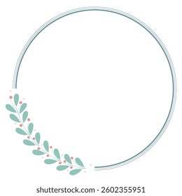 Circle Wreath Frame And Green Leaves Decoration
