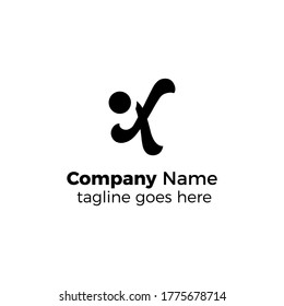 circle x logo design icon vector illustration simple line