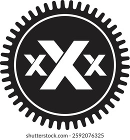 circle x silhouette style vector art