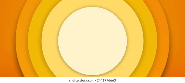 Circle yellow gradients  background in paper cut style. Minimal geometric background. Top view. Vector illustration.