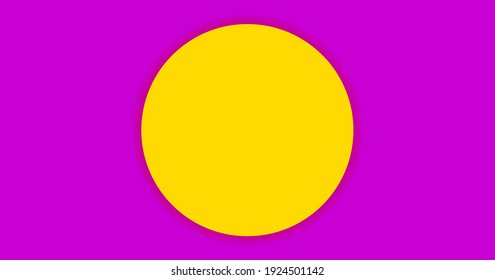 color amarillo circular sobre fondo violeta simple para la pancarta, espacio de copia, color de círculo de papel amarillo y púrpura para el fondo
